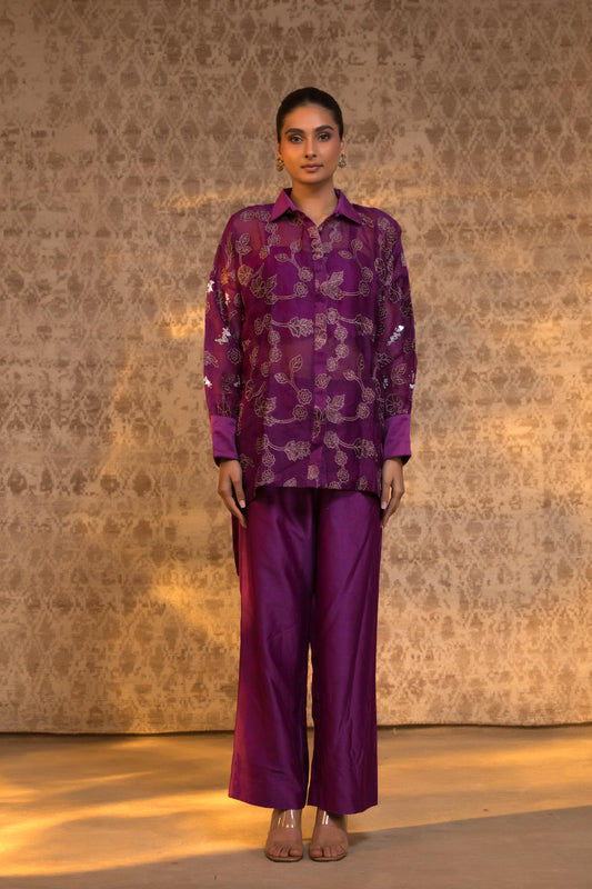 TARAL PURE ORGANZA HIGH LOW SHIRT SET