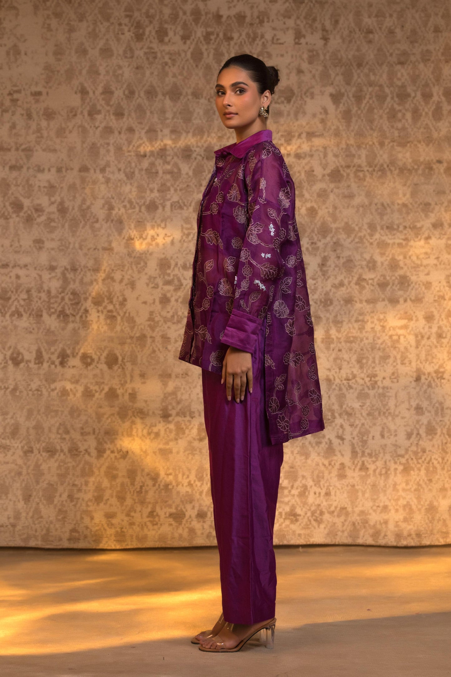 TARAL PURE ORGANZA HIGH LOW SHIRT SET