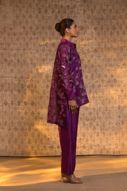 TARAL PURE ORGANZA HIGH LOW SHIRT SET