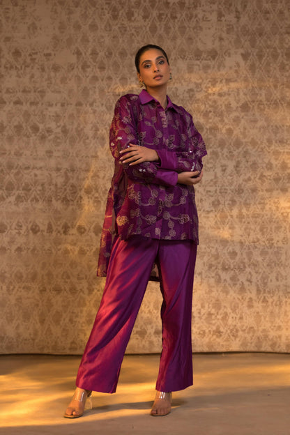 TARAL PURE ORGANZA HIGH LOW SHIRT SET