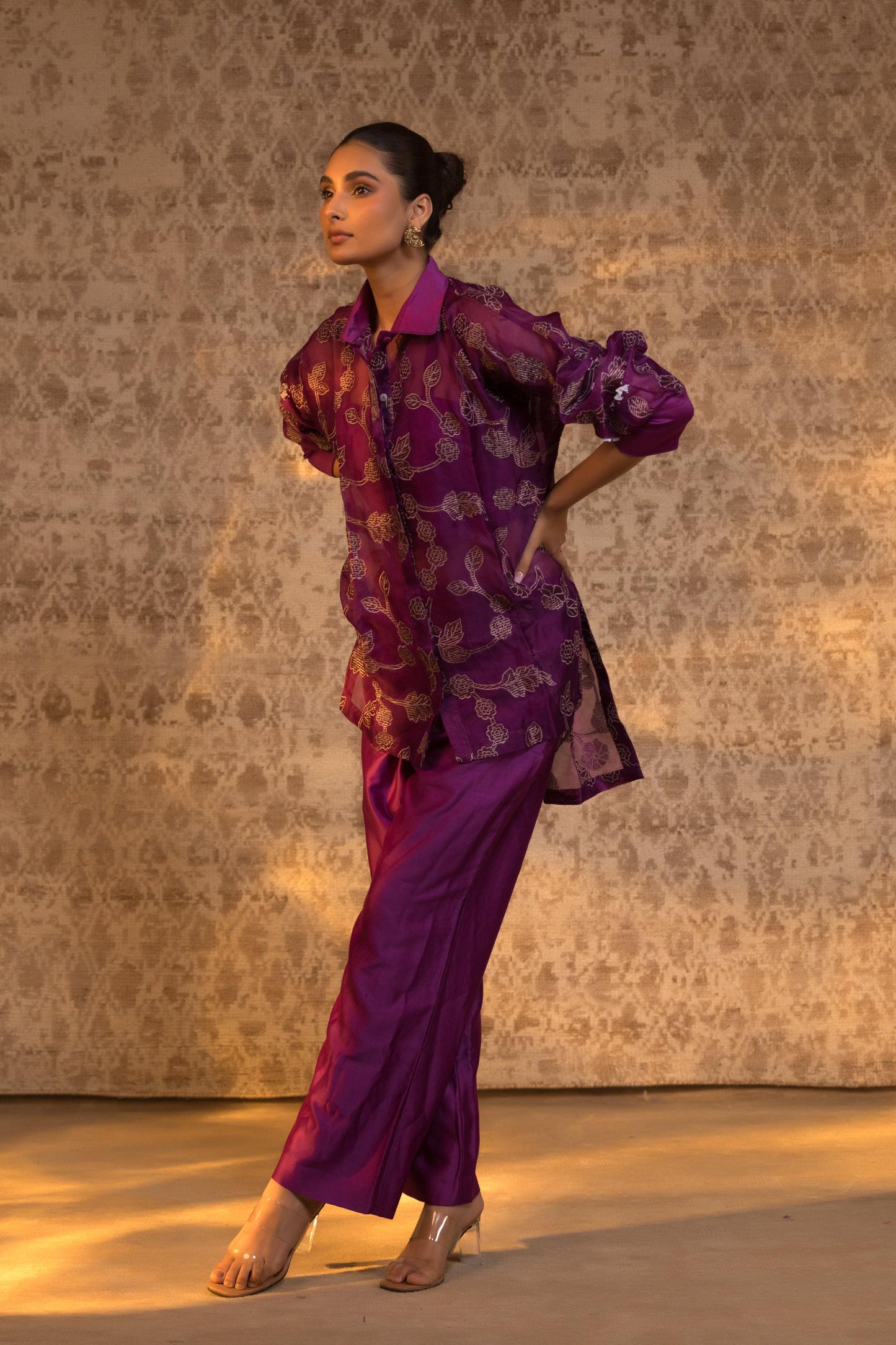 TARAL PURE ORGANZA HIGH LOW SHIRT SET