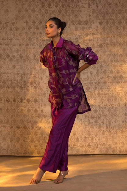TARAL PURE ORGANZA HIGH LOW SHIRT SET
