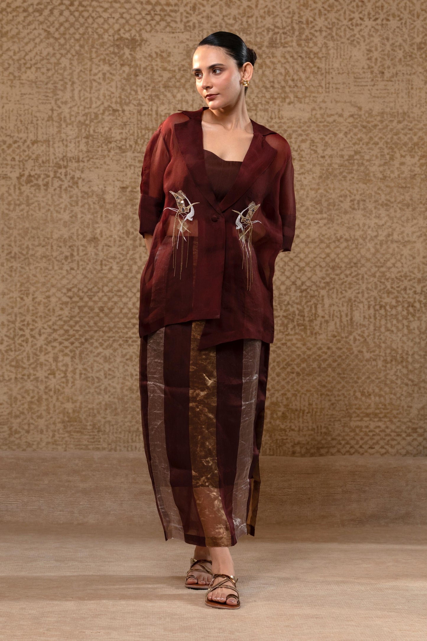 TINKA ORGANZA JACKETSET-BROWN