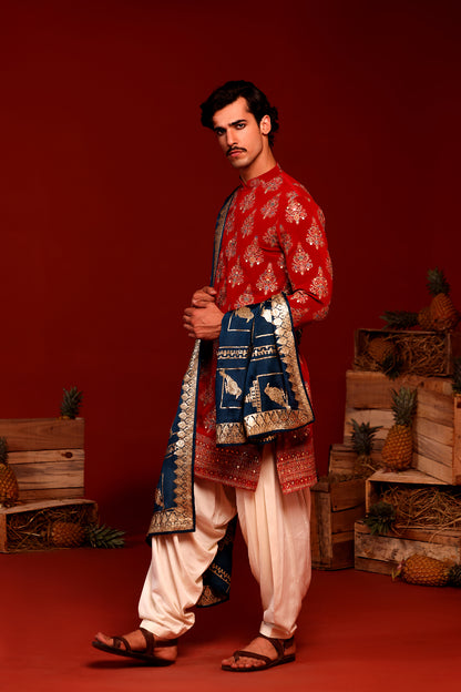 PRAVAR RED KURTA SET
