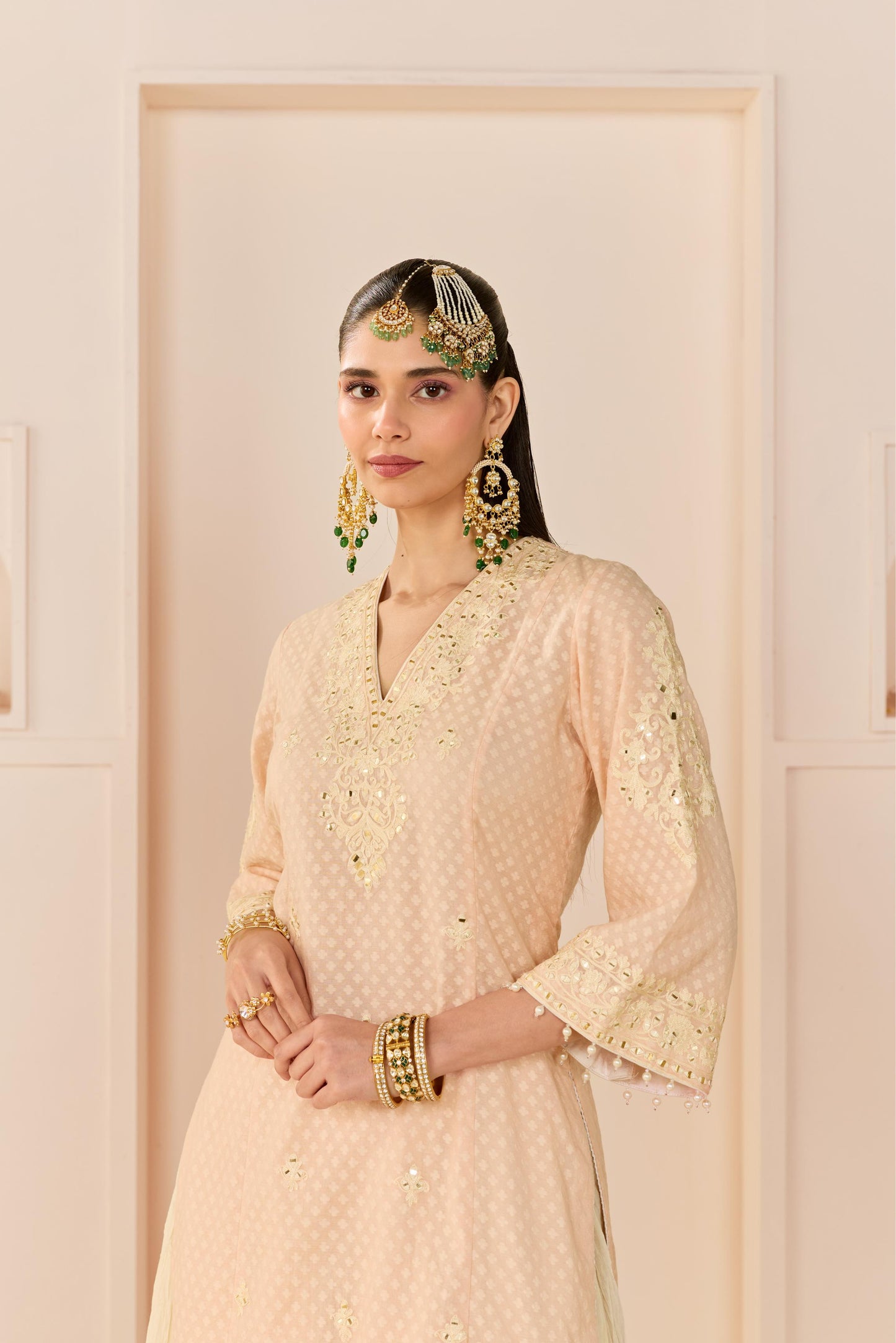 RUHANI - CARNATION PINK LONG KURTA WITH SKIRT AND DUPATTA