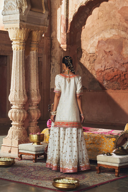 SAMREEN - SHORT KURTA WITH SHARARA AND DUPATTA