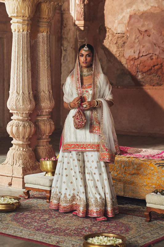 SAMREEN - SHORT KURTA WITH SHARARA AND DUPATTA