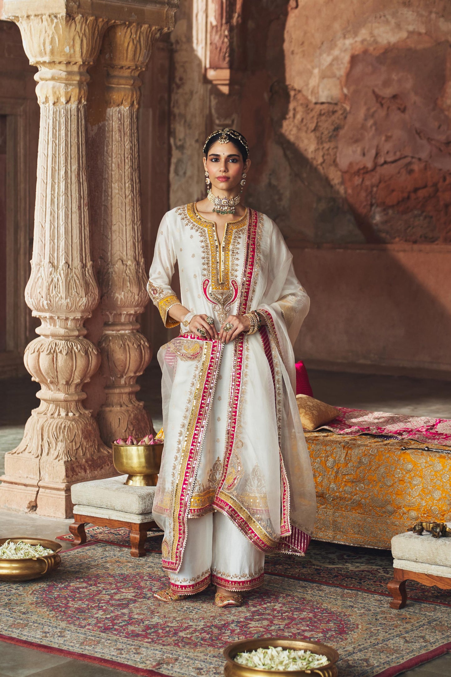 SUMAIRA - LONG KURTA WITH PALAZZO AND DUPATTA
