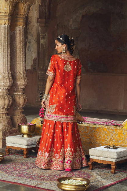 AREESHA - SHORT KURTA WITH SHARARA AND DUPATTA