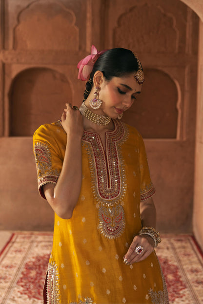 AREESHA - SHORT KURTA WITH SHARARA AND DUPATTA