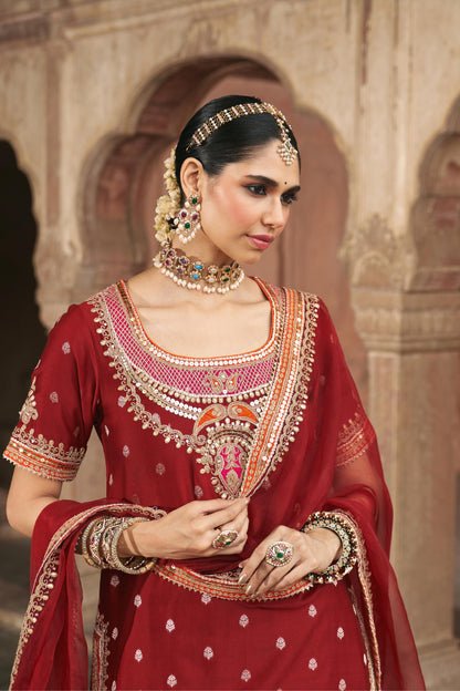 SAMREEN - SHORT KURTA WITH SHARARA AND DUPATTA