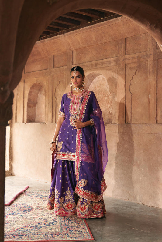AREESHA - SHORT KURTA WITH SHARARA AND DUPATTA