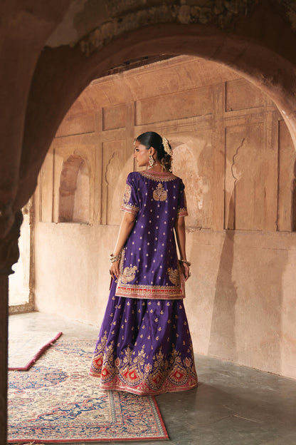 AREESHA - SHORT KURTA WITH SHARARA AND DUPATTA