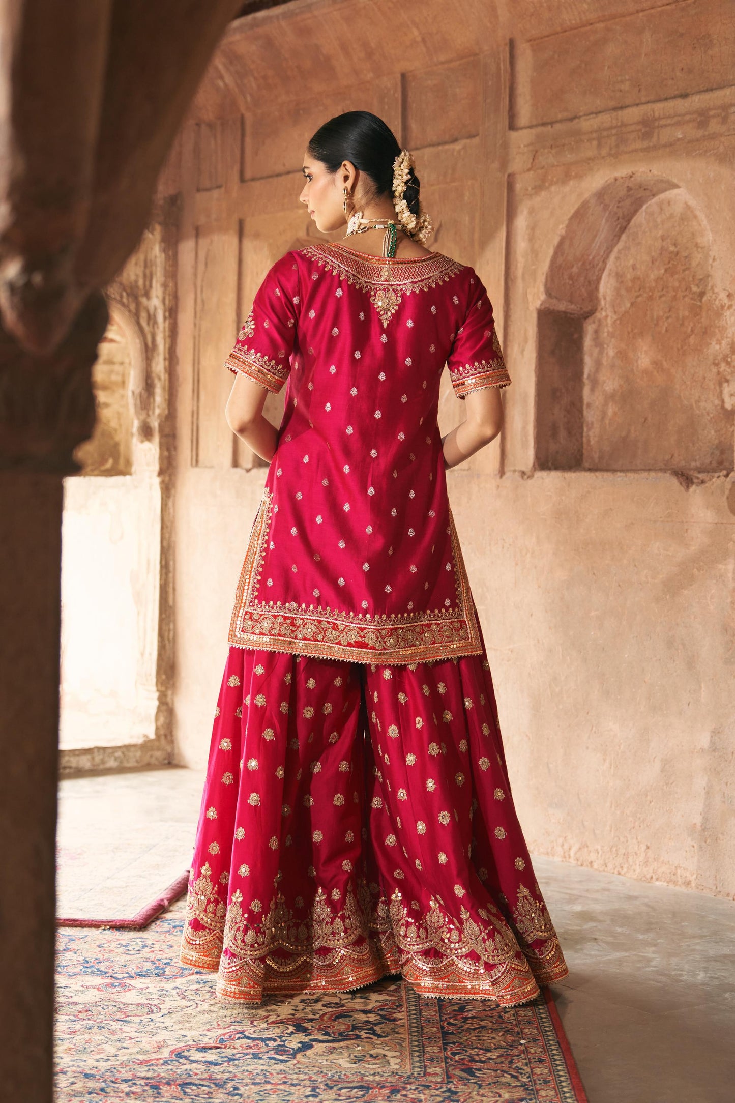 SAMREEN - SHORT KURTA WITH SHARARA AND DUPATTA