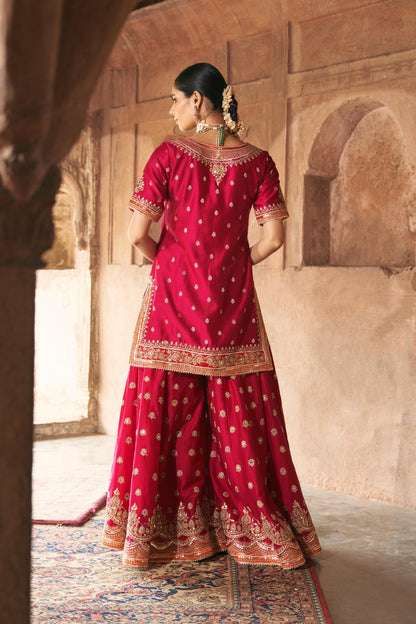 SAMREEN - SHORT KURTA WITH SHARARA AND DUPATTA