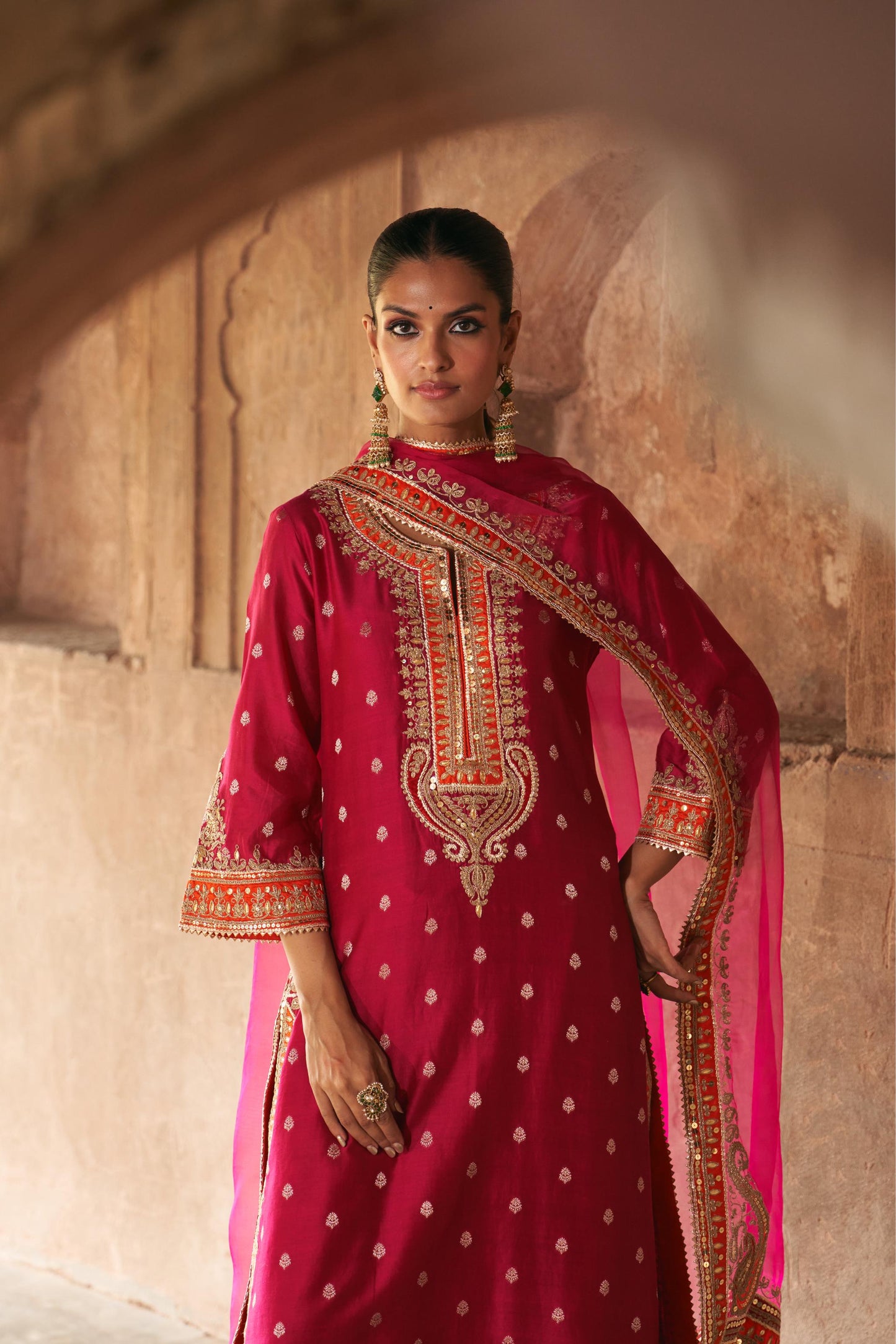 SUMAIRA - LONG KURTA WITH PALAZZO AND DUPATTA