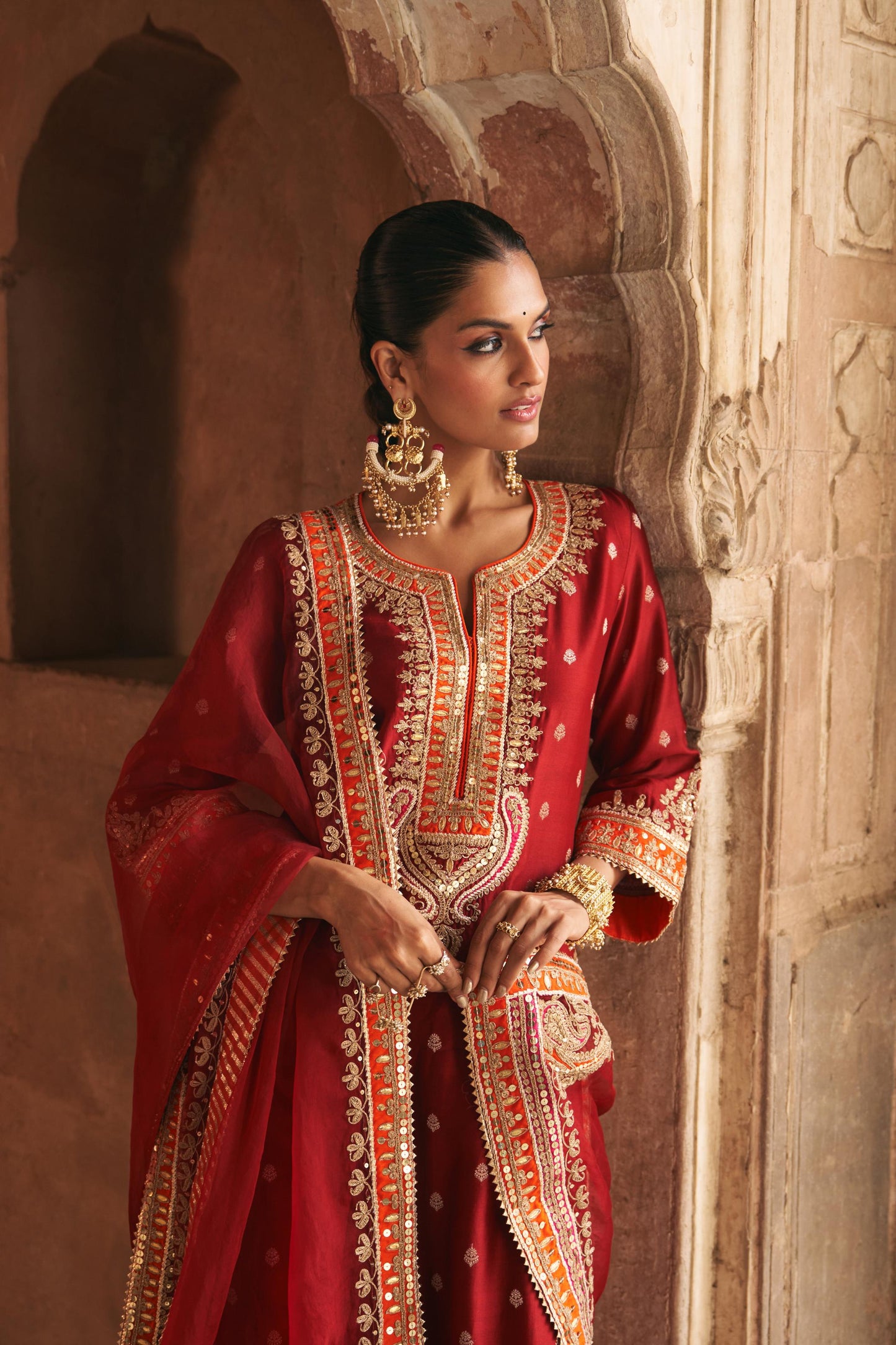 SUMAIRA - LONG KURTA WITH PALAZZO AND DUPATTA