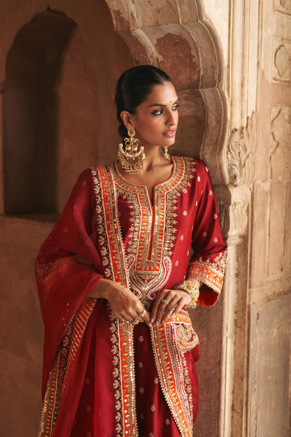 SUMAIRA - LONG KURTA WITH PALAZZO AND DUPATTA