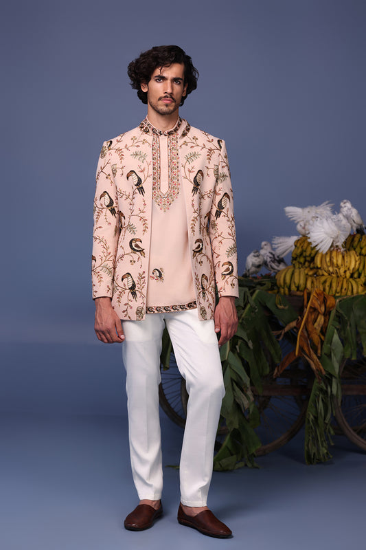 AHAN MACAW PINK JODHPURI SET