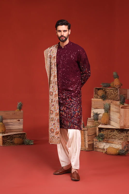 KUSH WINE KURTA SET