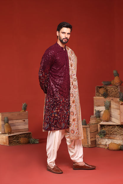 KUSH WINE KURTA SET