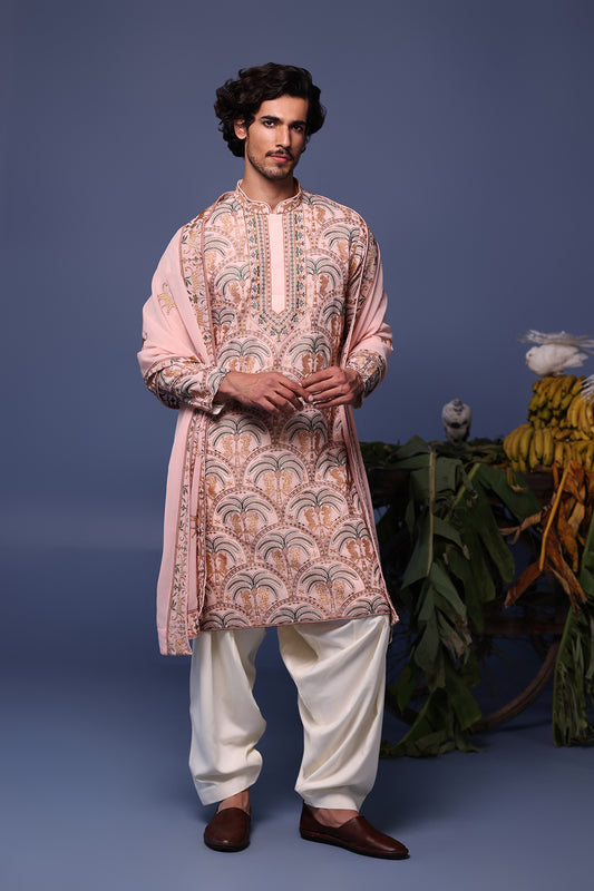AVIK CHEETAH PINK KURTA SET