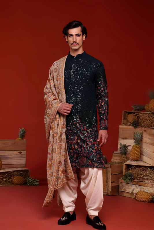 BHAUMYA BOTTLE GREEN KURTA SET