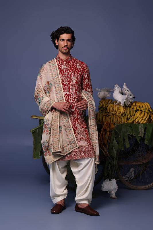 NAZM MAROON KURTA SET