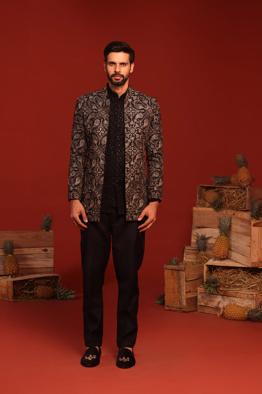 PRADYUT BLACK JODHPURI SET
