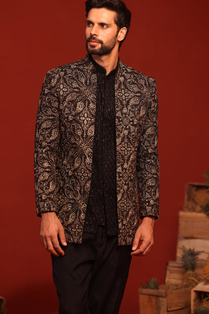 PRADYUT BLACK JODHPURI SET