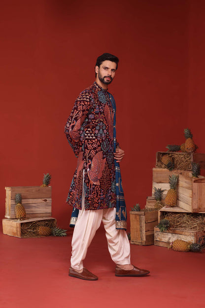 SAMIR WINE JODHPURI SET