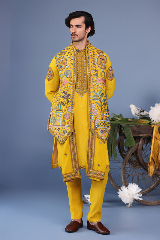 GULISTAN HALDI KURTA JACKET SET