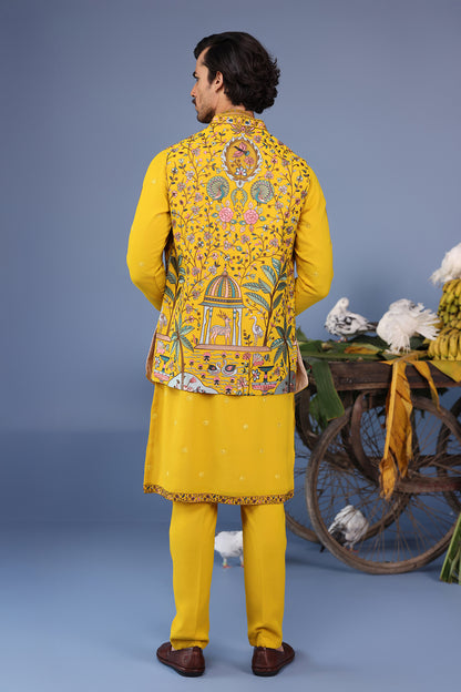 GULISTAN HALDI KURTA JACKET SET
