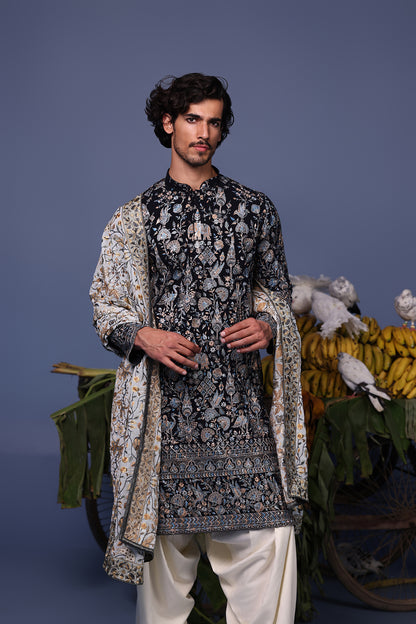 NAWAB NAVY BLUE KURTA SET