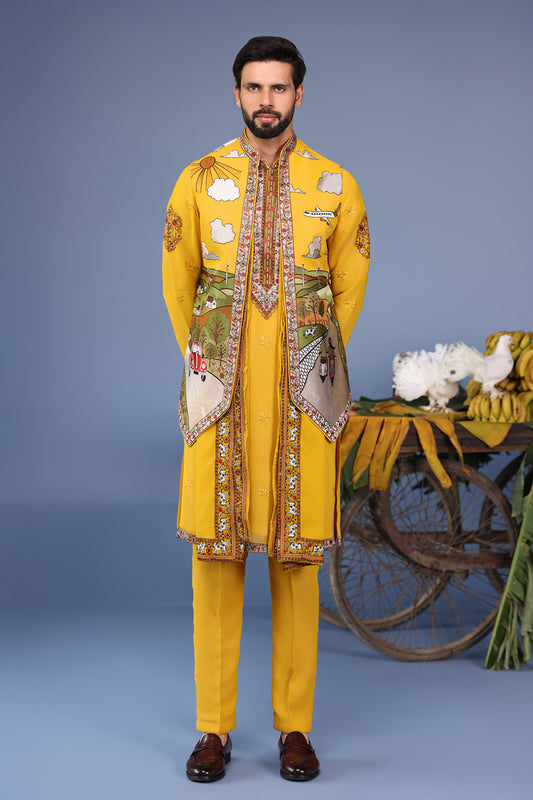 MUSAFIR HALDI KURTA JACKET SET