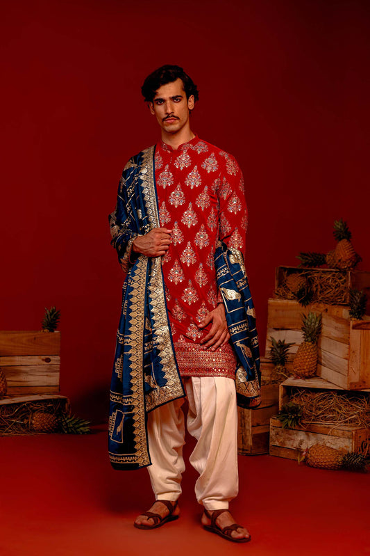 PRAVAR RED KURTA SET