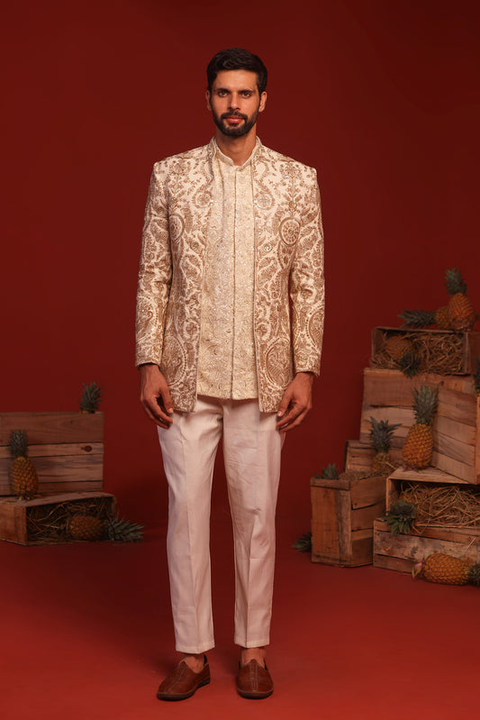 ADHYAAY IVORY JODHPURI SET