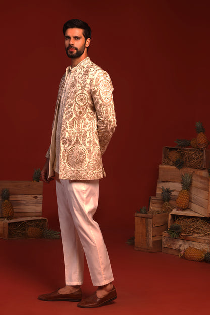 ADHYAAY IVORY JODHPURI SET