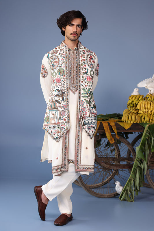 BILAL IVORY KURTA JACKET SET