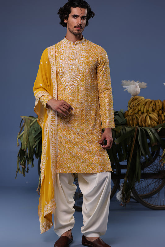 SHEHROZ HALDI KURTA SET