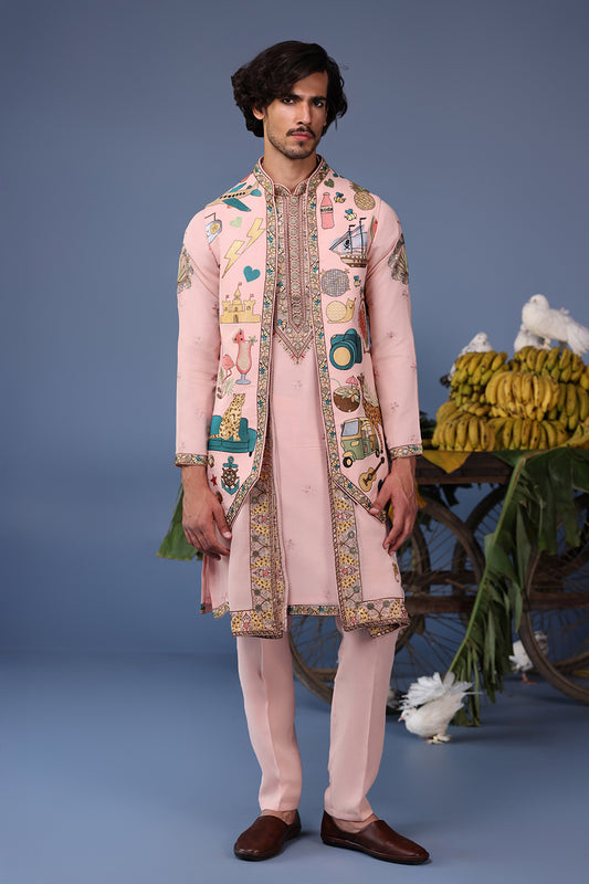 JAADCOCKTAIL PINK KURTA JACKET SET