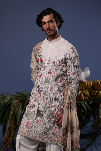JIBRAN GIRAFFE IVORY KURTA SET