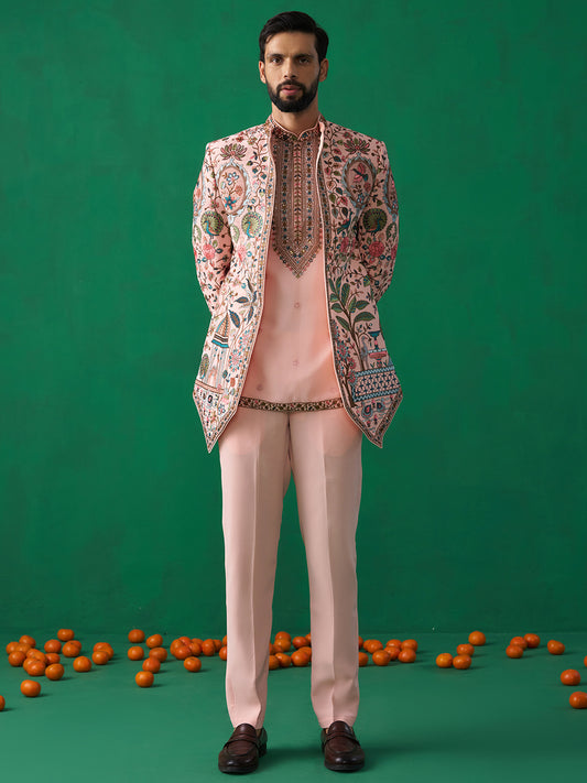 FOUNTAIN PINK JODHPURI SET