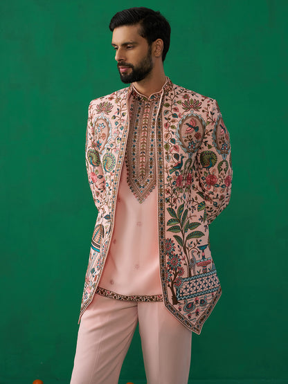 FOUNTAIN PINK JODHPURI SET