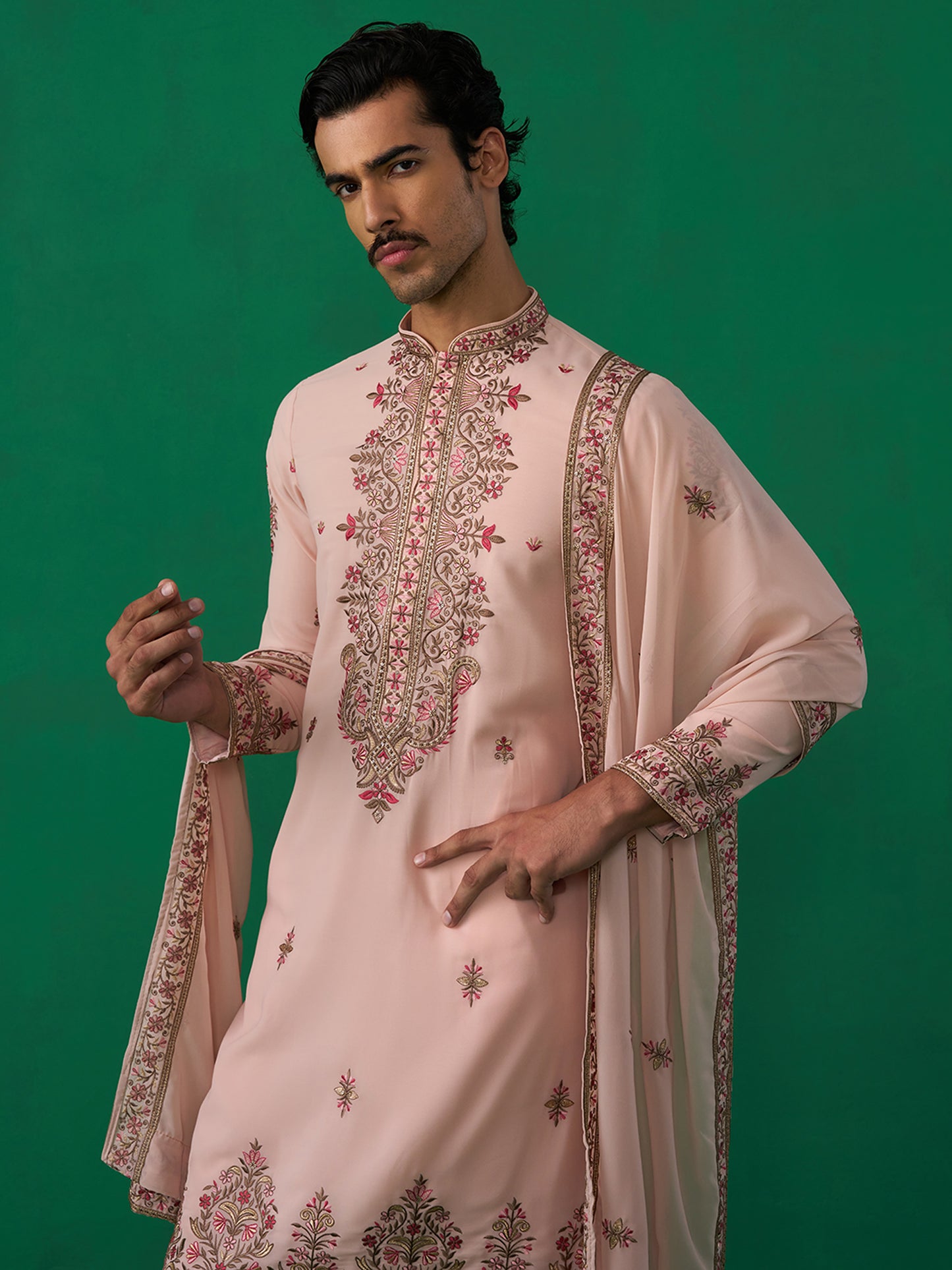 MOTIF PINK KURTA SET