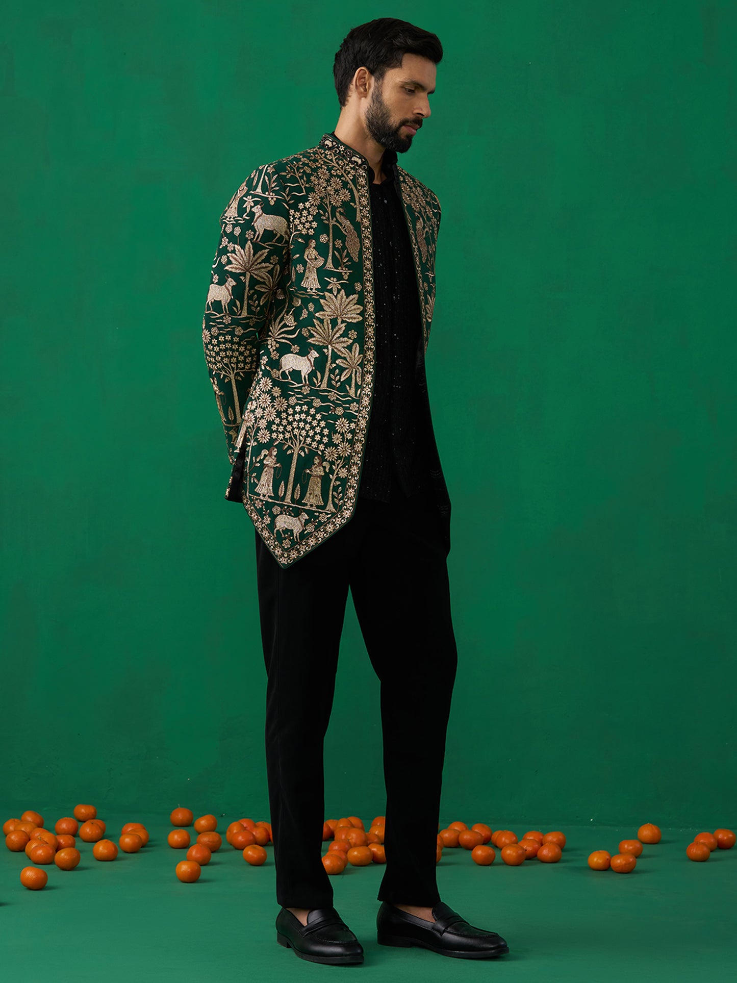 PICHWAI GREEN JODHPURI SET