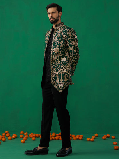 PICHWAI GREEN JODHPURI SET