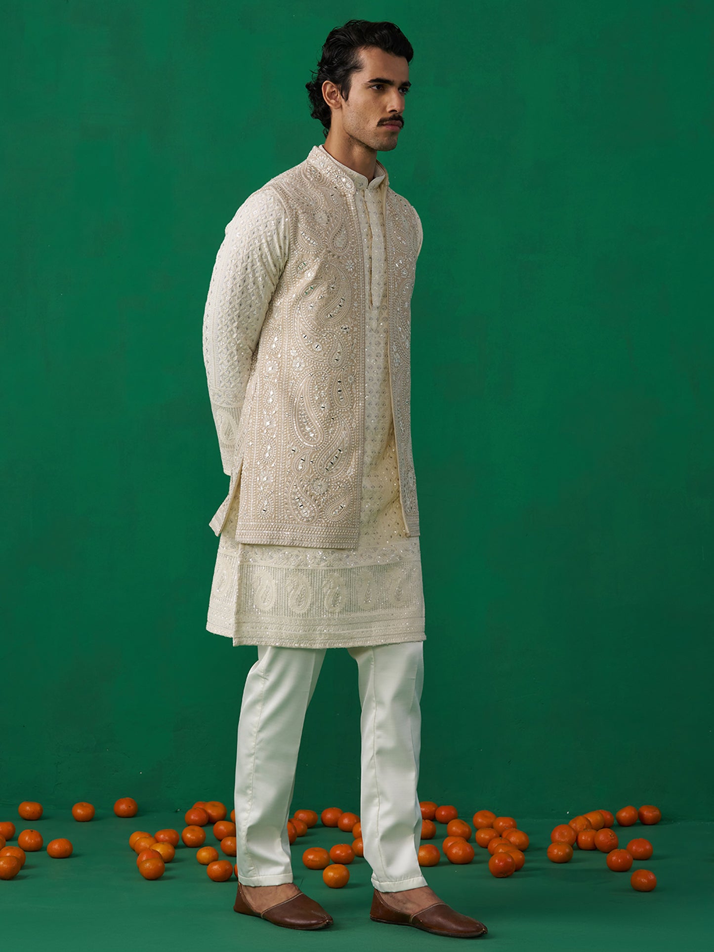 PAISLEY IVORY KURTA JACKET SET