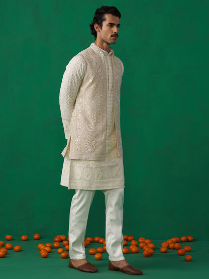 PAISLEY IVORY KURTA JACKET SET