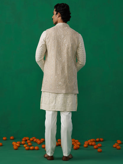 PAISLEY IVORY KURTA JACKET SET
